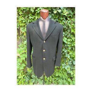 Tombolini Columbo Black Cashmere Jacket Single Breast Gold Button Italy 46L
